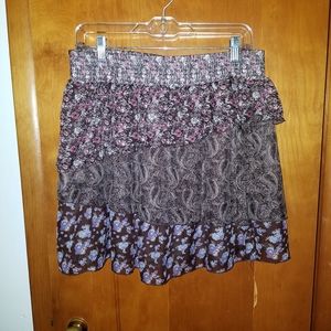 Maurice's Stretchy Brown Floral Layered Sk…